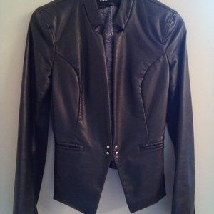 Black Rivet Faux Leather Clasp Jacket, small